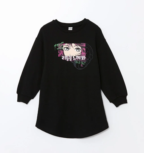 Picture of Crew Neck Printed Long Sleeve Girl Dress