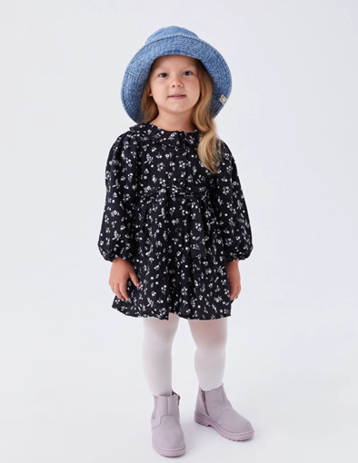 Picture of Shirt Collar Patterned Baby Girl Dress
