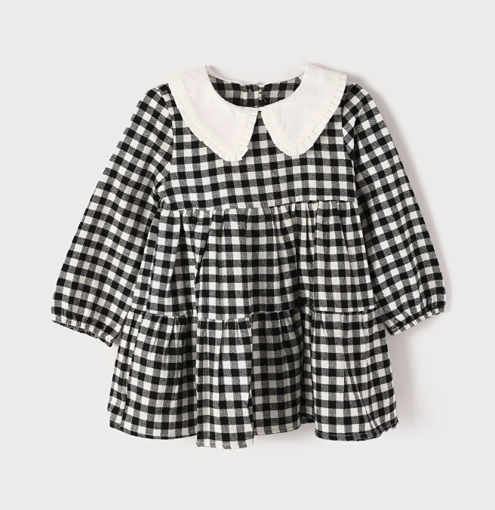 Picture of Baby Collar Plaid Patterned Girl Dress