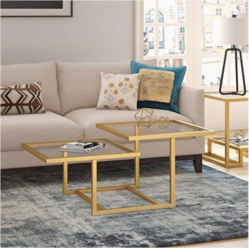 Picture of Steel and Glass Coffee Table Gold - 50x60x80 cm