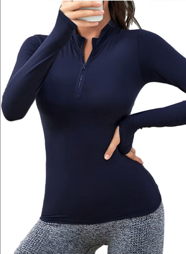 Picture of Half Zipper Sport Top Long Sleeves - Navy
