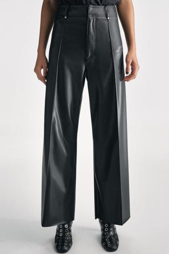 Picture of ZW COLLECTION LEATHER EFFECT WIDE LEG TROUSERS