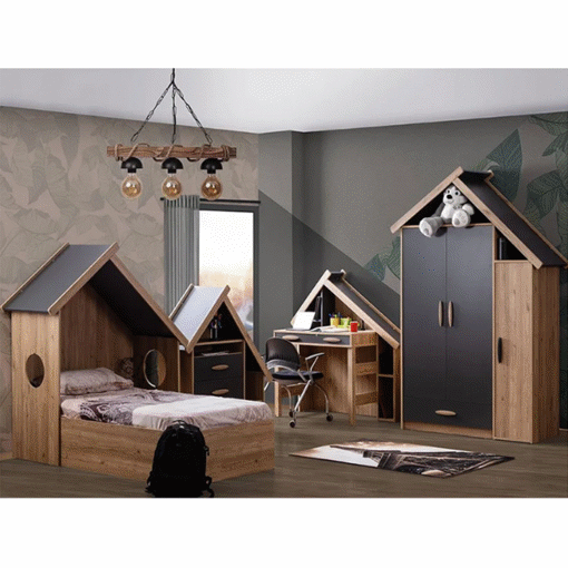 Picture of Kids Bedroom, Black / Wood, 4 Pieces