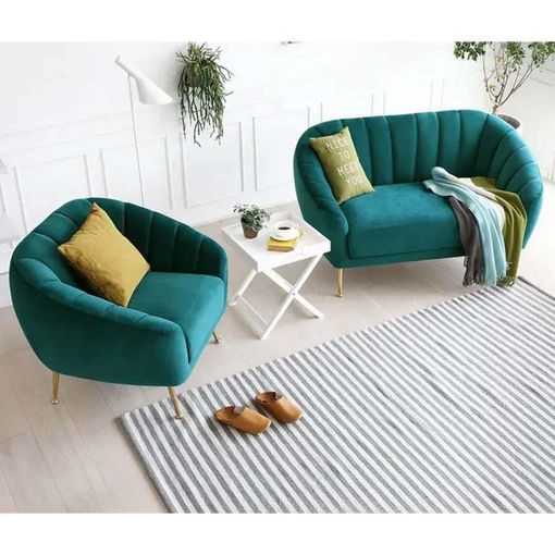 Picture of Beech Wood and Velvet Modern Living Room 2 pieces