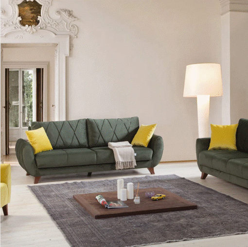 Picture of Beech Wood Sofa Bed, 93×185×80 cm - Green