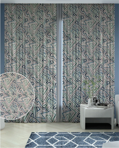 Picture of Modern Printed Linen Curtain Set, 140x260 cm, 2 Pieces - Multicolor